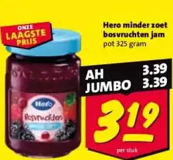 Nettorama Hero minder zoet bosvruchten jam aanbieding