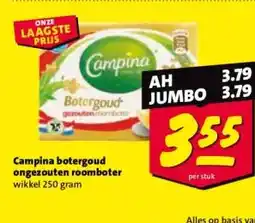 Nettorama Campina botergoud ongezouten roomboter aanbieding
