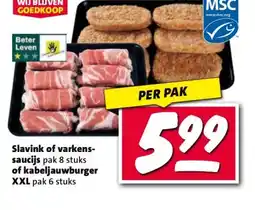 Nettorama Slavink of varkens- saucijs of kabeljauwburger XXL aanbieding