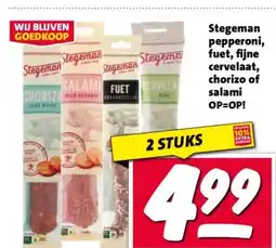 Nettorama Stegeman pepperoni, fuet, fijne cervelaat, chorizo of salami OP=OP! aanbieding