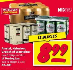Nettorama Amstel, Heineken, Grolsch of Warsteiner,of Hertog Jan pak aanbieding