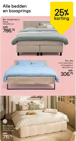 Leen Bakker Alle bedden en boxsprings 25% korting aanbieding