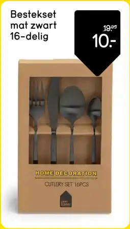Leen Bakker Bestekset mat zwart 16-delig aanbieding