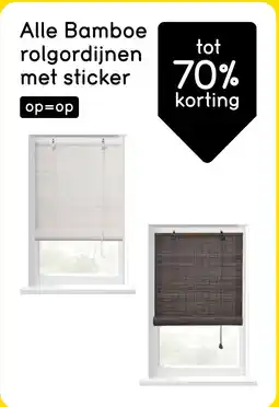Leen Bakker Alle Bamboe rolgordijnen met sticker tot 70% korting aanbieding