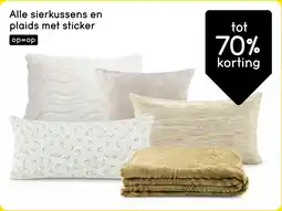 Leen Bakker Alle sierkussens en plaids met sticker tot 70% korting aanbieding