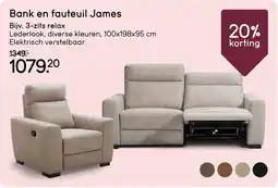 Leen Bakker Bank en fauteuil James aanbieding