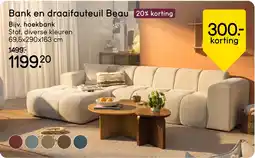 Leen Bakker Bank en draaifauteuil Beau aanbieding