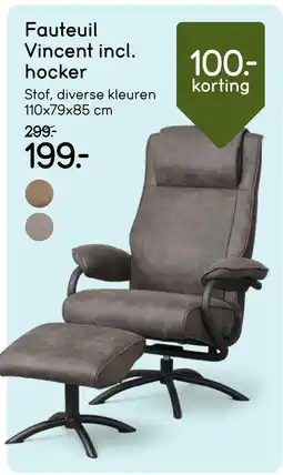 Leen Bakker Fauteuil Vincent incl. hocker aanbieding