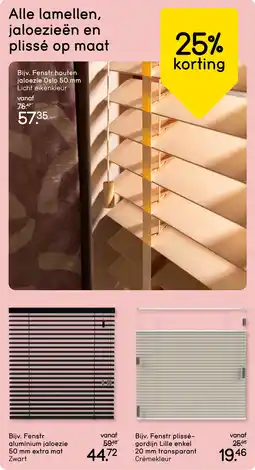 Leen Bakker Alle lamellen, jaloezieën en plissé op maat 25% korting aanbieding