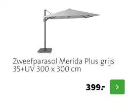 Intratuin Zweefparasol Merida Plus grijs 35+UV 300 x 300 cm aanbieding