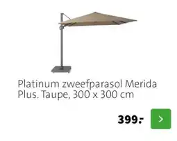 Intratuin Platinum zweefparasol Merida Plus. Taupe, 300 x 300 cm aanbieding