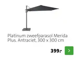 Intratuin Platinum zweefparasol Merida Plus. Antraciet, 300 x 300 cm aanbieding