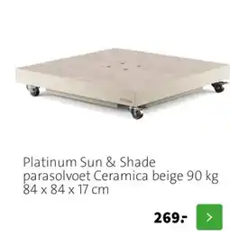 Intratuin Platinum Sun & Shade parasolvoet Ceramica beige 90 kg 84 x 84 x 17 cm aanbieding