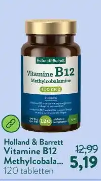 Holland & Barrett Vitamine B12 Methylcobalamine 100mcg - 120 tabletten aanbieding