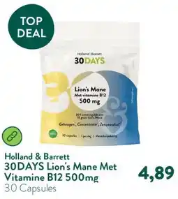 Holland & Barrett 30DAYS Lion's Mane Met Vitamine B12 500mg aanbieding