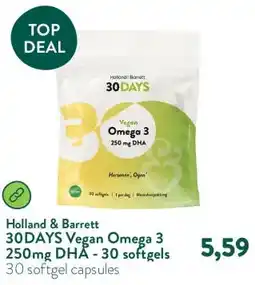 Holland & Barrett 30DAYS Vegan Omega 3 250mg DHA - 30 softgels aanbieding