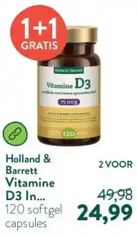 Holland & Barrett Vitamine D3 In Olijfolie 75mcg aanbieding