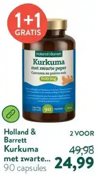 Holland & Barrett Kurkuma met zwarte peper 600mg aanbieding