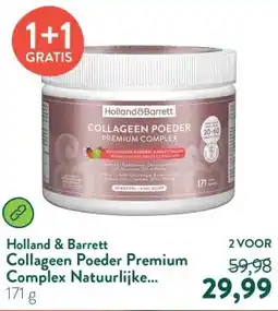 Holland & Barrett Collageen Poeder Premium Complex Natuurlijke Aardbei-/Limoensmaak - 171 gram aanbieding