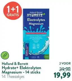 Holland & Barrett Hydrate+ Elektrolyten Magnesium - 14 sticks aanbieding