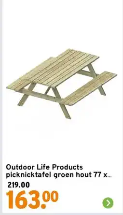 GAMMA Outdoor Life Products picknicktafel groen hout 77 x 180 cm aanbieding