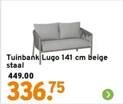 GAMMA Tuinbank Lugo 141 cm beige staal aanbieding