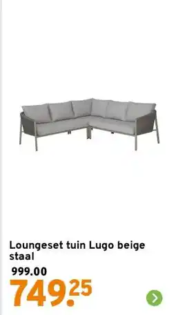 GAMMA Loungeset tuin Lugo beige staal aanbieding