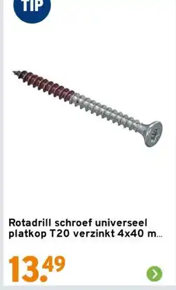 GAMMA Rotadrill schroef universeel platkop T20 verzinkt 4x40 mm 200 stuks aanbieding