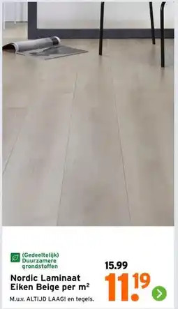 GAMMA Nordic Laminaat Eiken Beige aanbieding