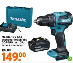 GAMMA Makita 18V LXT accuboor brushless DDF490 aanbieding