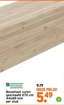 GAMMA Bouwhout vuren geschaafd aanbieding
