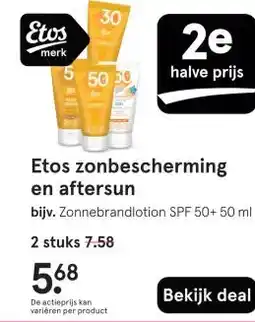 Etos Etos zonbescherming en aftersun aanbieding