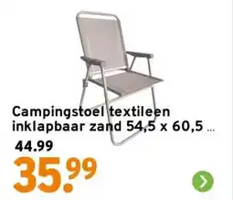 GAMMA Campingstoel textileen inklapbaar zand 54,5 x 60,5 x 90,5 cm aanbieding
