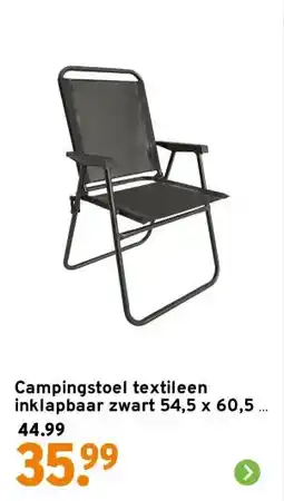 GAMMA Campingstoel textileen inklapbaar zwart 54,5 x 60,5 x 90,5 cm aanbieding