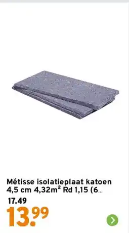 GAMMA Métisse isolatieplaat katoen 4,5 cm 4,32m² Rd 1,15 (6 stuks) aanbieding
