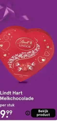 Etos Lindt Hart Melkchocolade` aanbieding