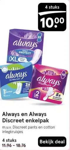 Etos Always en Always Discreet enkelpak aanbieding