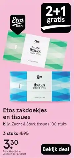 Etos Etos zakdoekjes en tissues aanbieding