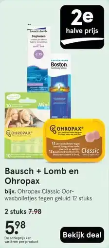 Etos Bausch + Lomb en Ohropax aanbieding