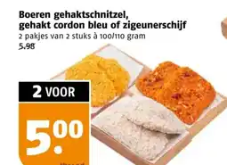 Poiesz Boeren gehaktschnitzel, gehakt cordon bleu of zigeunerschijf aanbieding