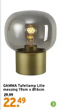GAMMA GAMMA Tafellamp Lille messing 19cm x Ø16cm aanbieding