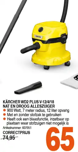 Correct KÄRCHER WD2 PLUS V-12/4/18 NAT EN DROOG ALLESZUIGER aanbieding