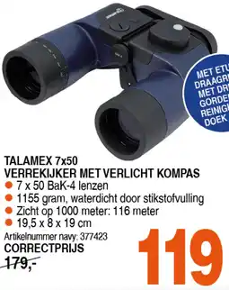 Correct TALAMEX 7x50 VERREKIJKER MET VERLICHT KOMPAS aanbieding