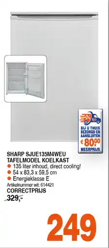 Correct SHARP SJUE135M4WEU TAFELMODEL KOELKAST aanbieding