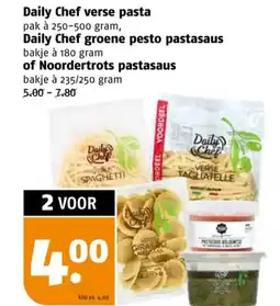 Poiesz Daily Chef verse pasta Daily Chef groene pesto pastasaus of Noordertrots pastasaus aanbieding
