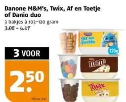 Poiesz Danone M&M's, Twix, Af en Toetje of Danio duo aanbieding