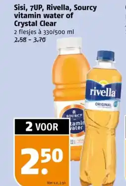 Poiesz Sisi, 7UP, Rivella, Sourcy vitamin water of Crystal Clear aanbieding