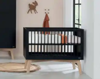 Babypark Kidsmill Sixties Zwart / Naturel Babybed 60 x 120 aanbieding