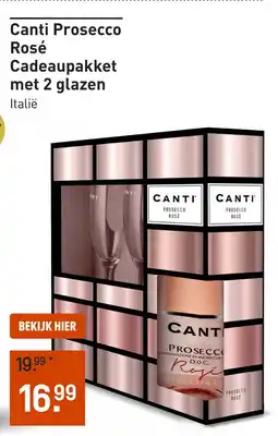Gall & Gall Canti Prosecco Rosé Cadeaupakket met 2 glazen aanbieding