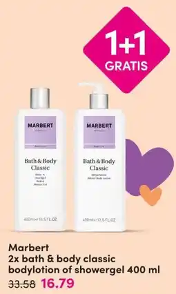 DA Marbert 2x bath & body classic bodylotion of showergel aanbieding